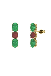 PENDIENTES FALLS ORO ESMERALDA Y RUBI