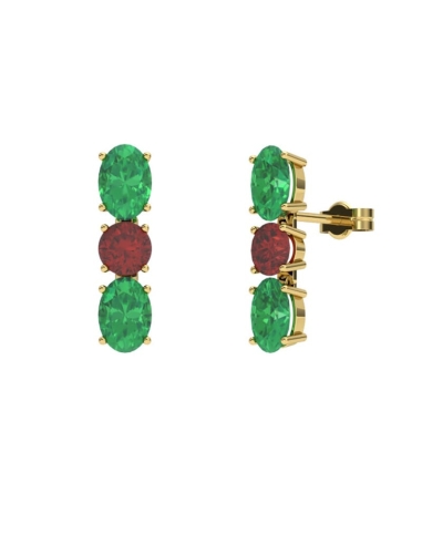PENDIENTES FALLS ORO ESMERALDA Y RUBI