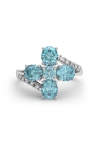 ANILLO LIGHT BLUE ORO DIAMANTES 0.13 CT Y AGUAMARINA