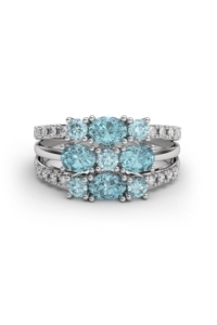 ANILLO LIGHT BLUE ORO DIAMANTES 0.20 CT Y AGUAMARINA
