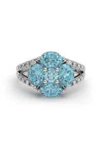 ANILLO LIGHT BLUE ORO DIAMANTES 0.20 CT Y AGUAMARINA